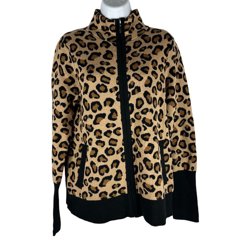 Rachel Zoe Womens Leopard Print Zip-Up Jacket - Size M